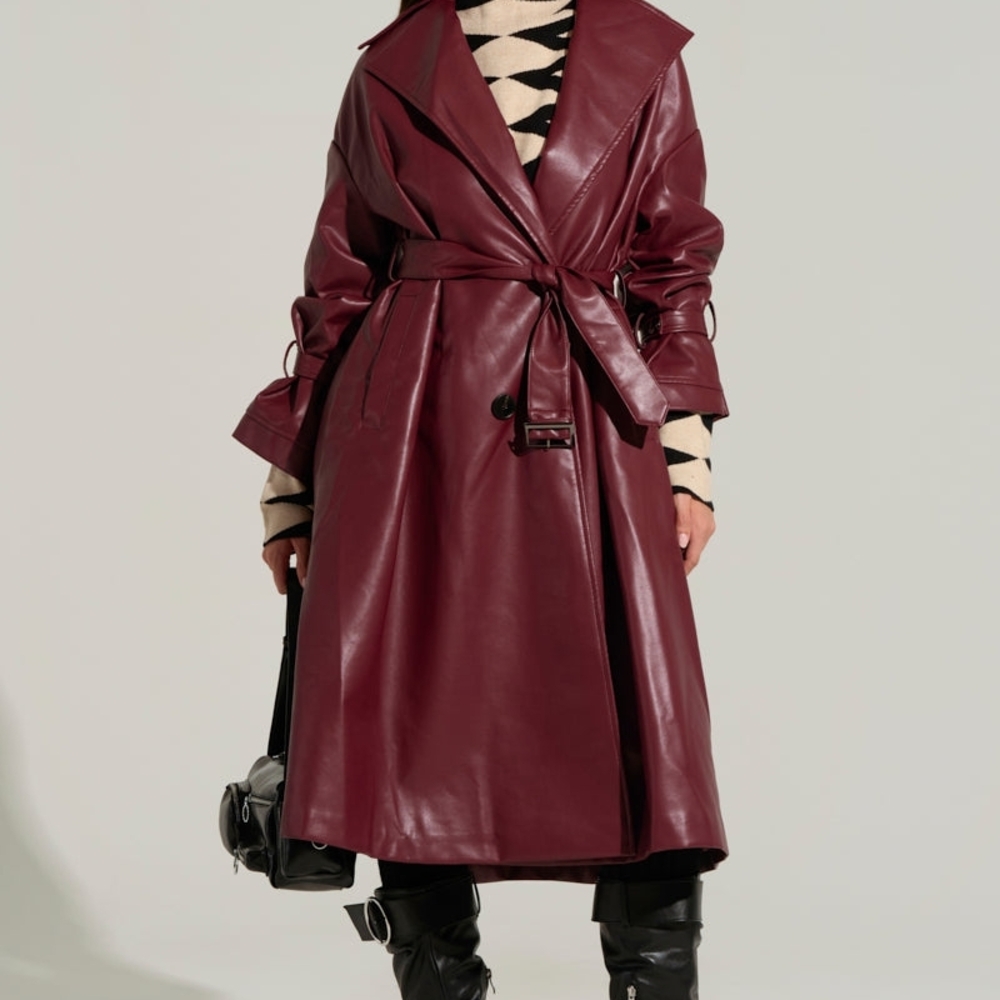 AKIRA Women's Deep Burgundy Leather Jacket